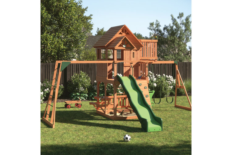 Wooden swing best sale sets wayfair